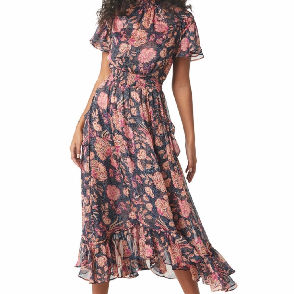 Misa Azura Dress In Floral Dot Print, Size Small, Flowy